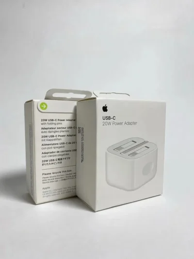 Адаптери аслии Apple 20W USB-C Power Adapter бо вилкаи ҷамшаванда folding pin