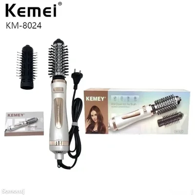 Фен-расческаи чархзанандаи Kemei KM-8024 2 дар 1 Нав