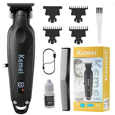 Триммери касбии Kemei KM-2293 Экрани LCD ва корпуси сиёҳ — миниатюра 3