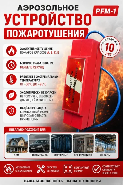 Аэрозольное устройства пожаротушения