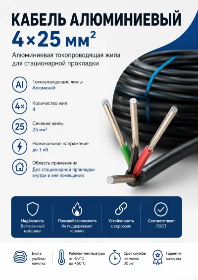 Кабель Алюминиевый 4х25 мм2