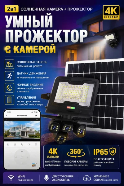 Солнечный прожетор с камерой