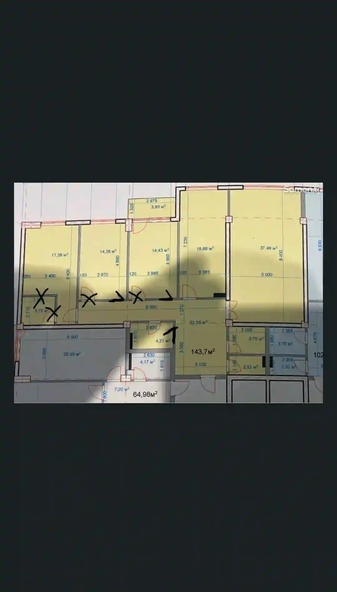 4-к квартира, 15 этаж, 144 м², Зеленый бозор ру ба руи маориф ...  Хамаи Бинохо сохтмони 77 этажара нигох мекна — миниатюра 7