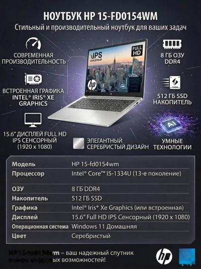 Ноутбук HP 15-fd0154wm — миниатюра 1