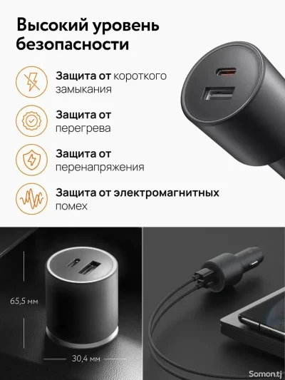 Автомобильное зарядное устройство Xiaomi Mijia SU7 Car Charger 100W