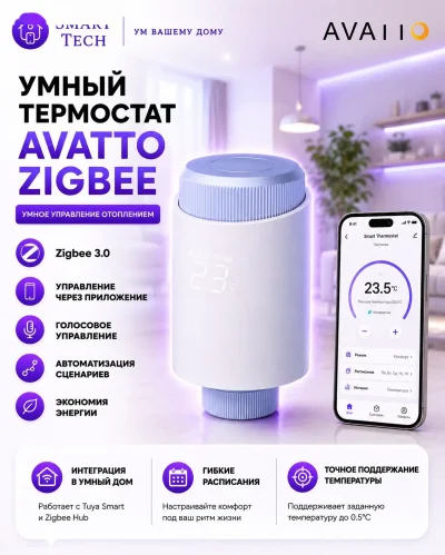 Умный термостатический клапан ZigBee