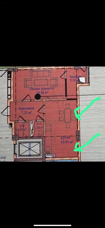 2-комн. квартира, 12 этаж, 56 м², Шохмансур, Танк, Бурчи Истиклол — миниатюра 8