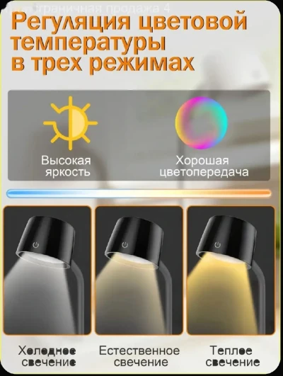 Настольная лампа 4-в-1 защита зрения + беспроводная зарядка + часы + Bluetooth — миниатюра 3