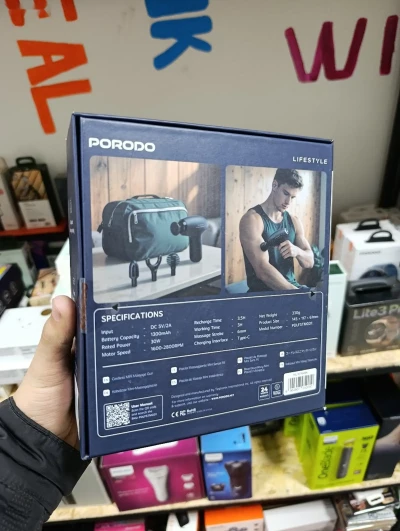 Мини массажер Porodo Lifestyle Cordless Mini Massage Gun, черный — миниатюра 3