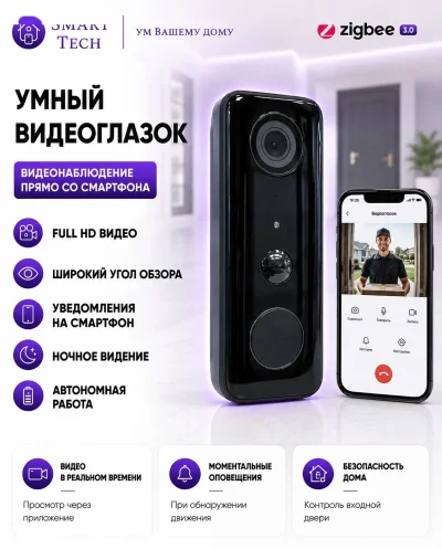 Умный дверной видео звонок — миниатюра 2