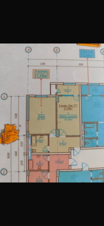 2-комн. квартира, 4 этаж, 58 м², Фирдавси — миниатюра 5