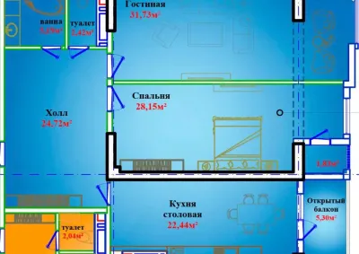 2-комн. квартира, 8 этаж, 123 м², И Сомони