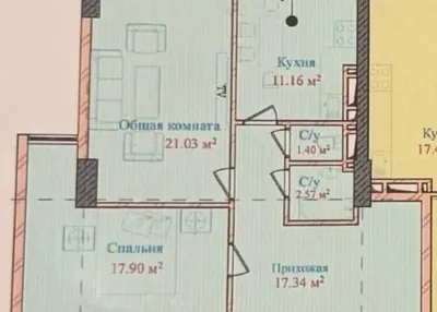 2-комн. квартира, 3 этаж, 77 м², Сино