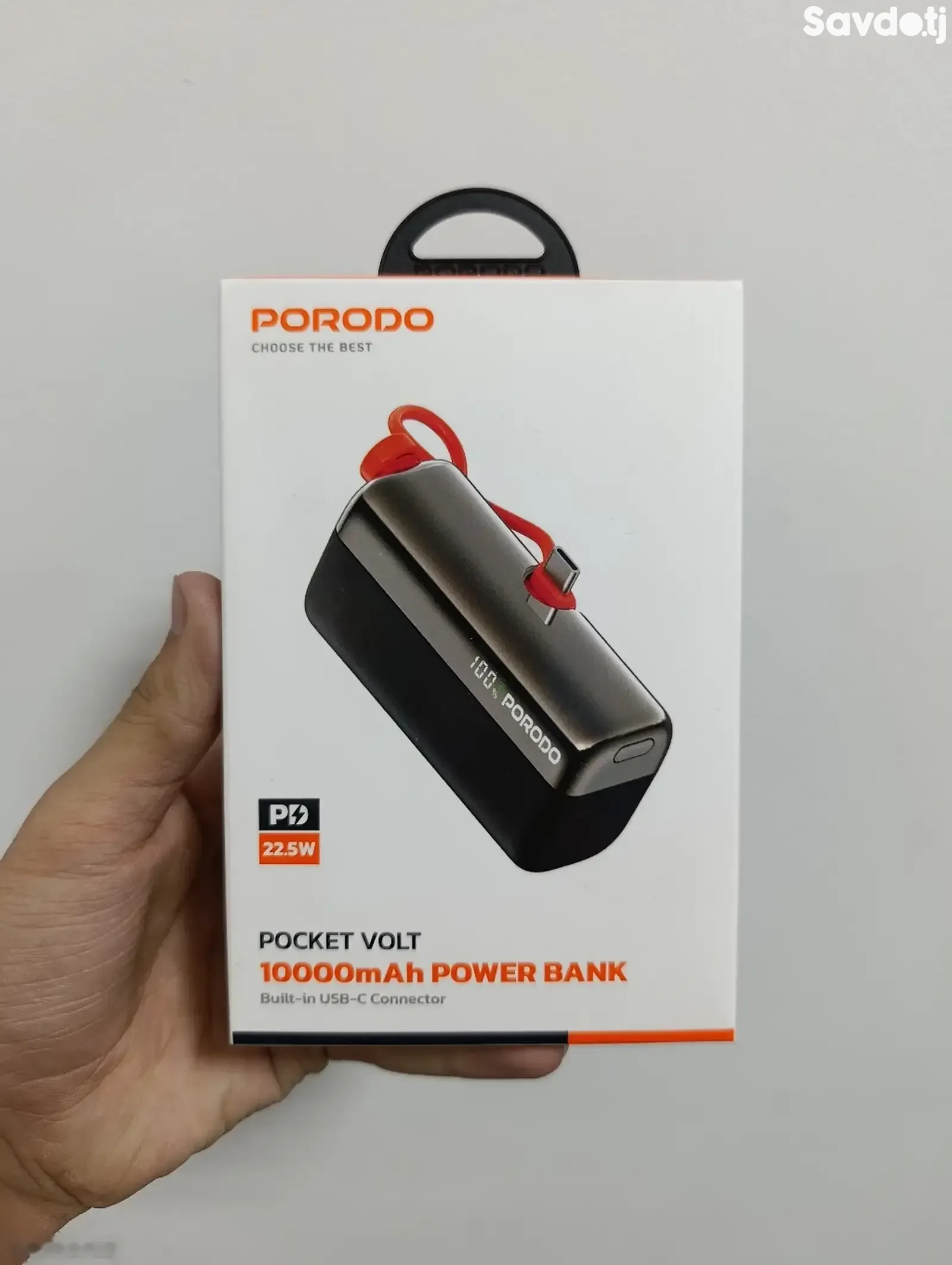 Мини Повербанк Porodo Pocket Volt 10000mAh Power Bank черный