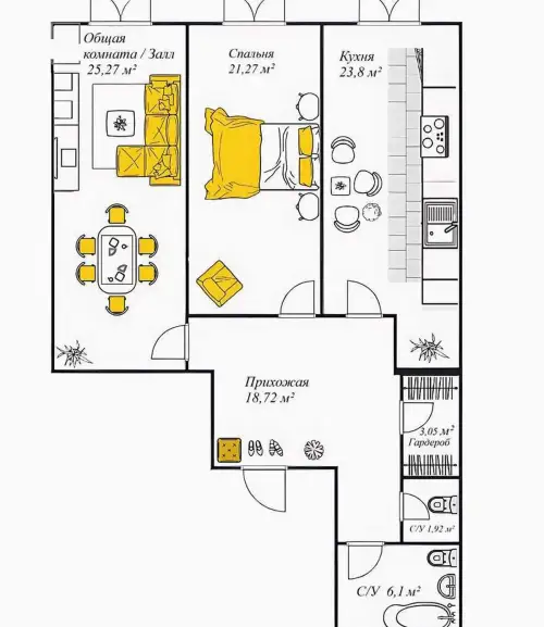2-комн. квартира, 5 этаж, 100 м², Шохмансур