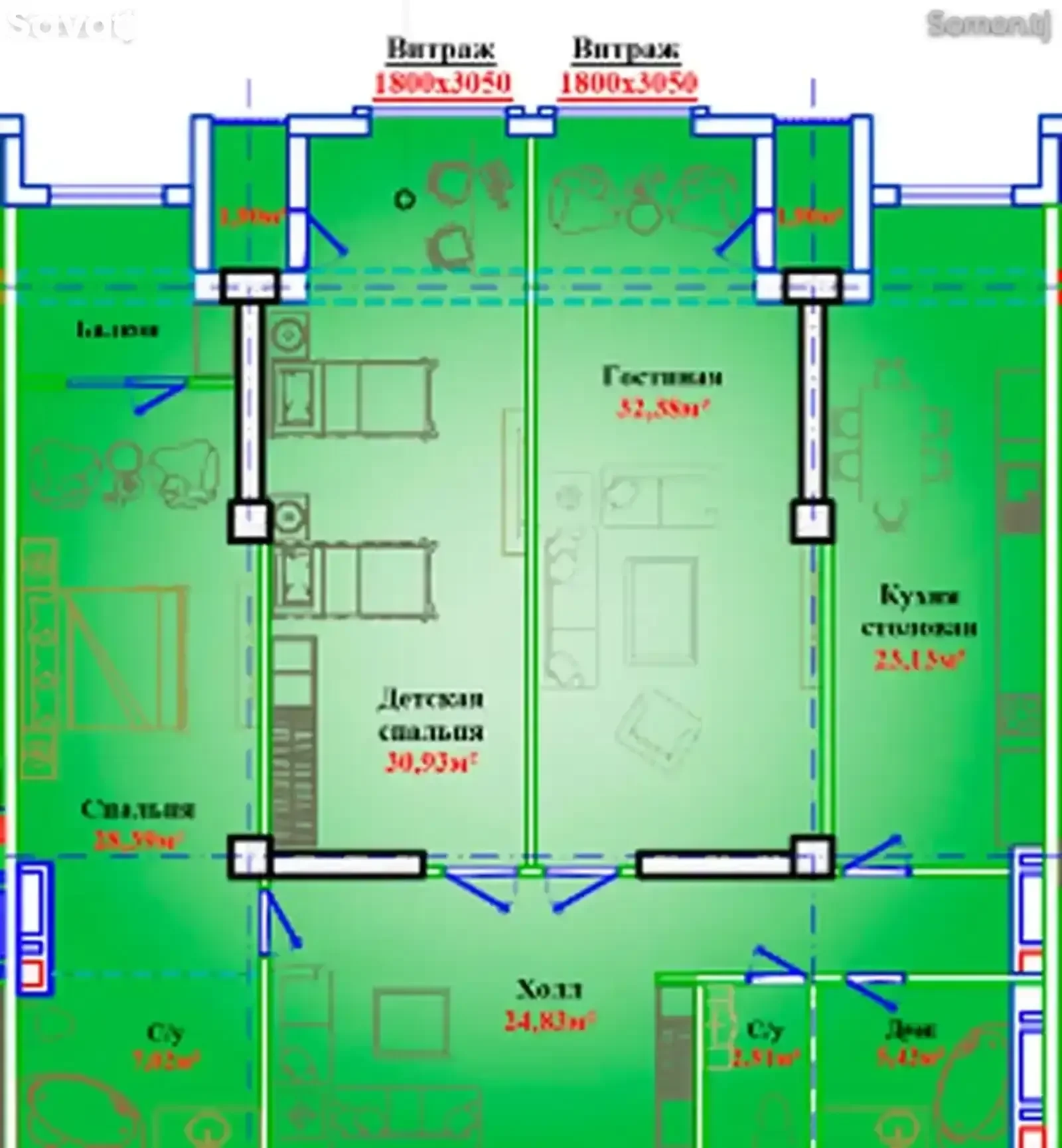 3-комн. квартира, 12 этаж, 160 м², И Сомони, Спартак