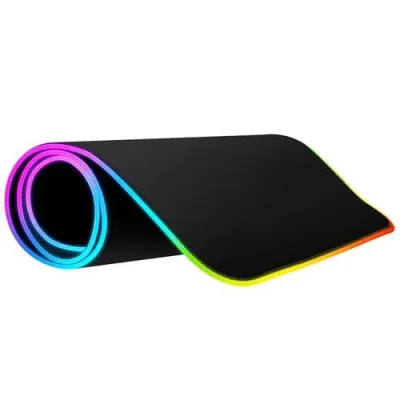 Коврик для мыши LED RS-07 Игровой компьютерный водонепроницаемый резиновый, большой 80x30 см черный