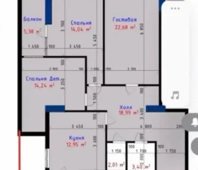 3-комн. квартира, 9 этаж, 107 м², Мехргон,Global Group