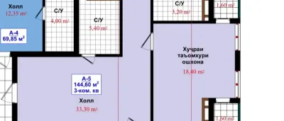 3-комн. квартира, 13 этаж, 147 м², битонка профсоюз сим сим артел евар