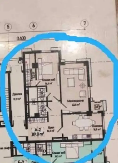 2-комн. квартира, 11 этаж, 89 м², Сино