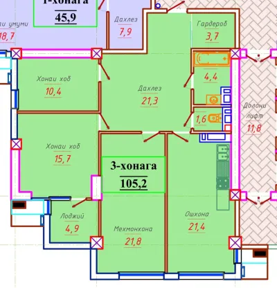3-комн. квартира, 15 этаж, 106 м², Исмоили Сомони, Спартак, Лухтак