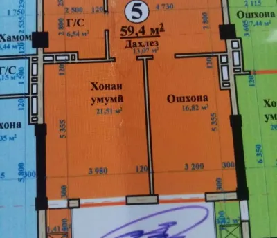 1-комн. квартира, 13 этаж, 60 м², Шохмансур Ашан