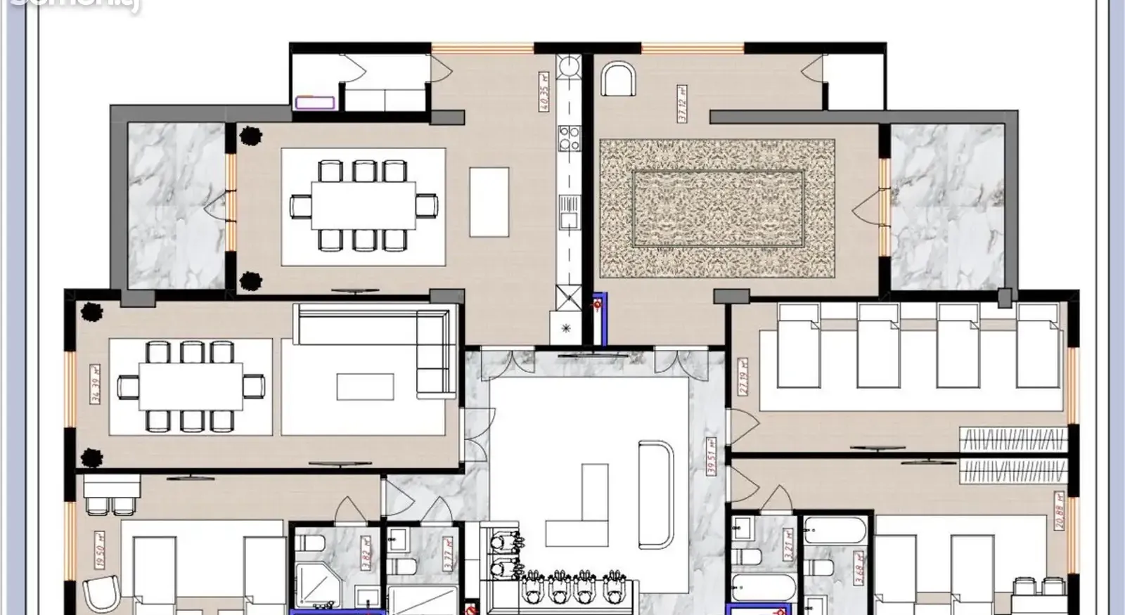 5-комн. квартира, 10 этаж, 249 м², Сафо, Пединститут
