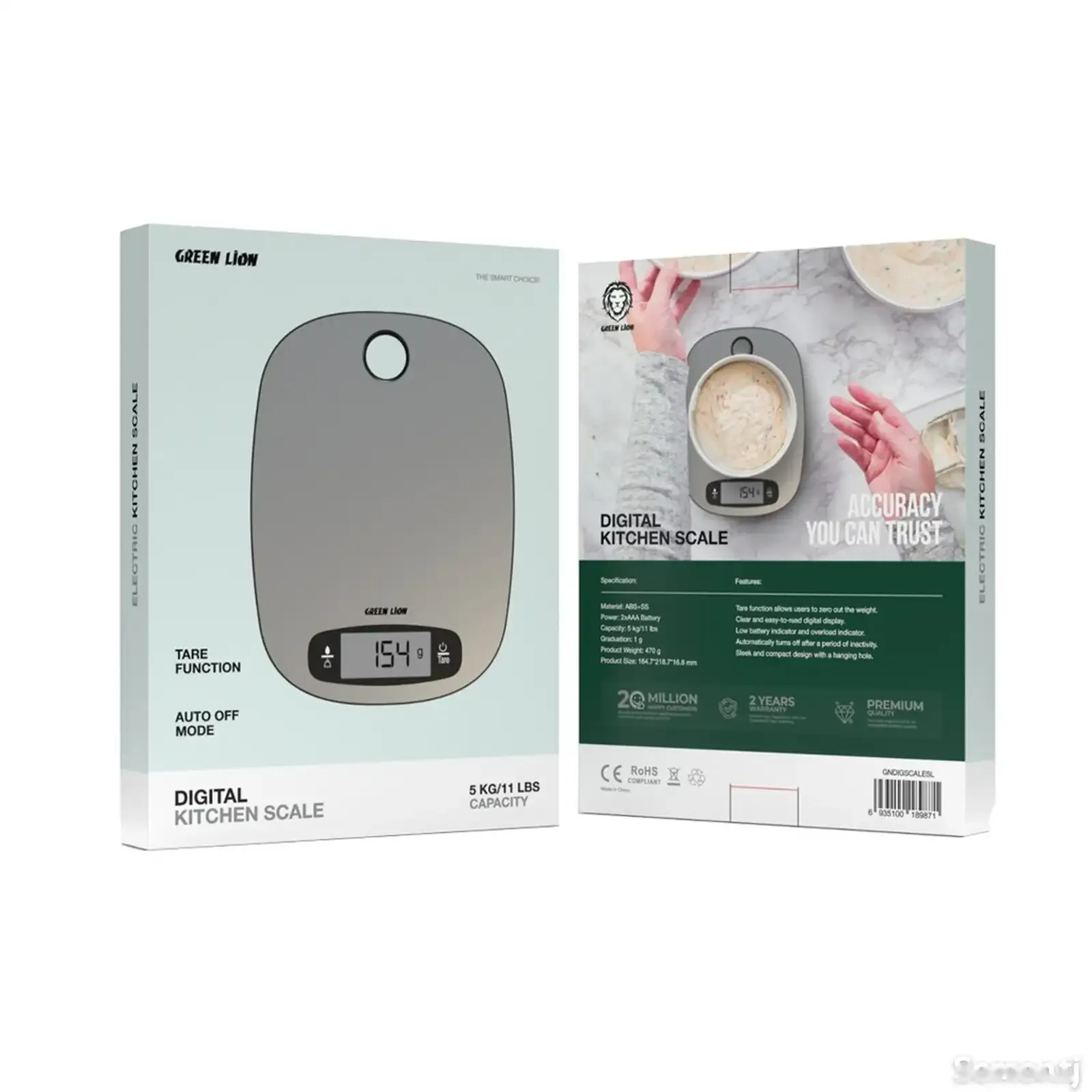 Цифровые кухонные весы Green Lion Digital Kitchen Scale серебро