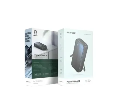 Внешний аккумулятор Green Lion PD20W Solar 2 20000 мАч черный