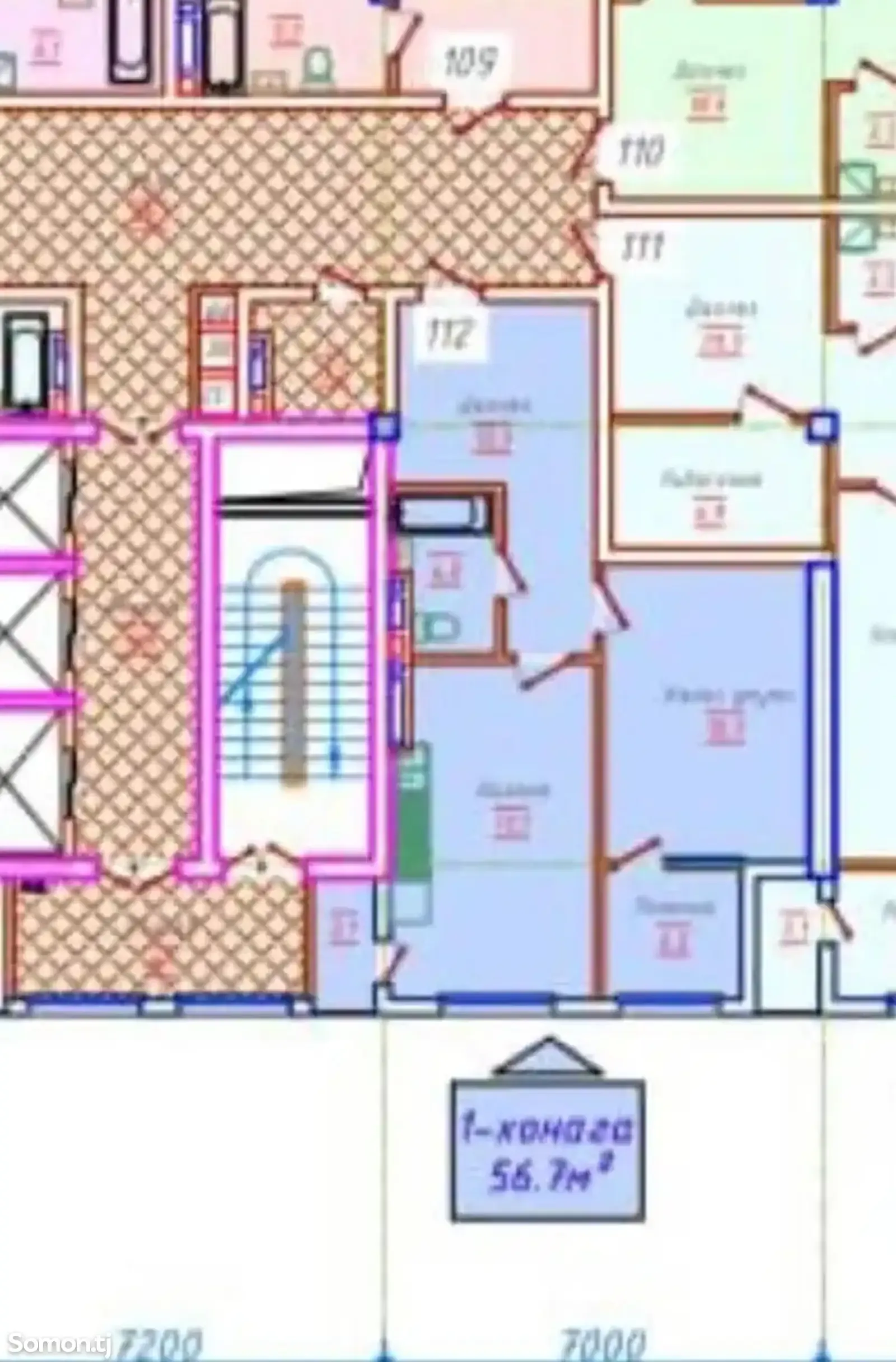 2-комн. квартира, 16 этаж, 56 м², И.Сомони