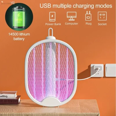 Электрическая мухобойка USB-зарядная ракетка для борьбы с насекомыми с ультрафи — миниатюра 3