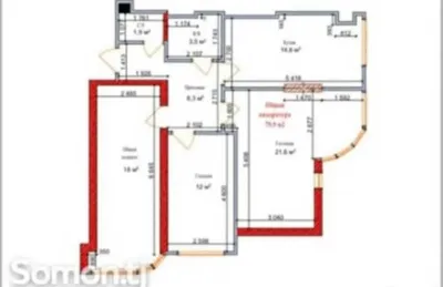 3-комн. квартира, 11 этаж, 82 м², Фирдавсӣ