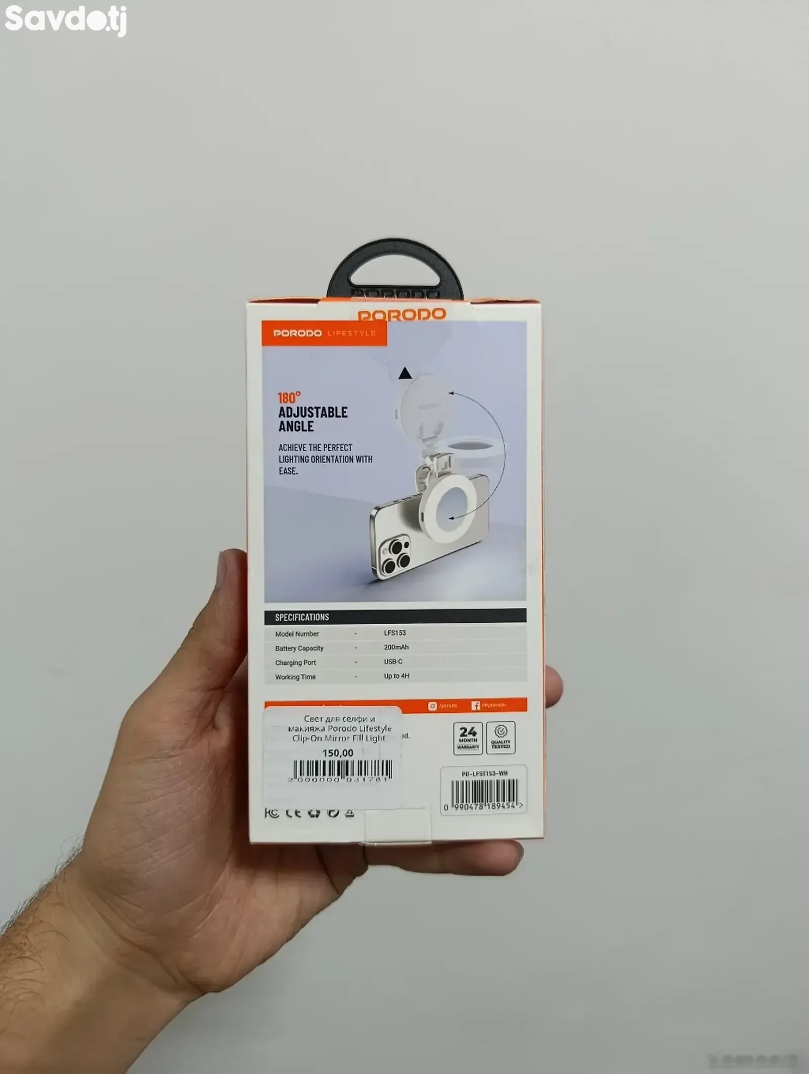 Свет для селфи и макияжа Porodo Lifestyle Clip-On Mirror Fill Light