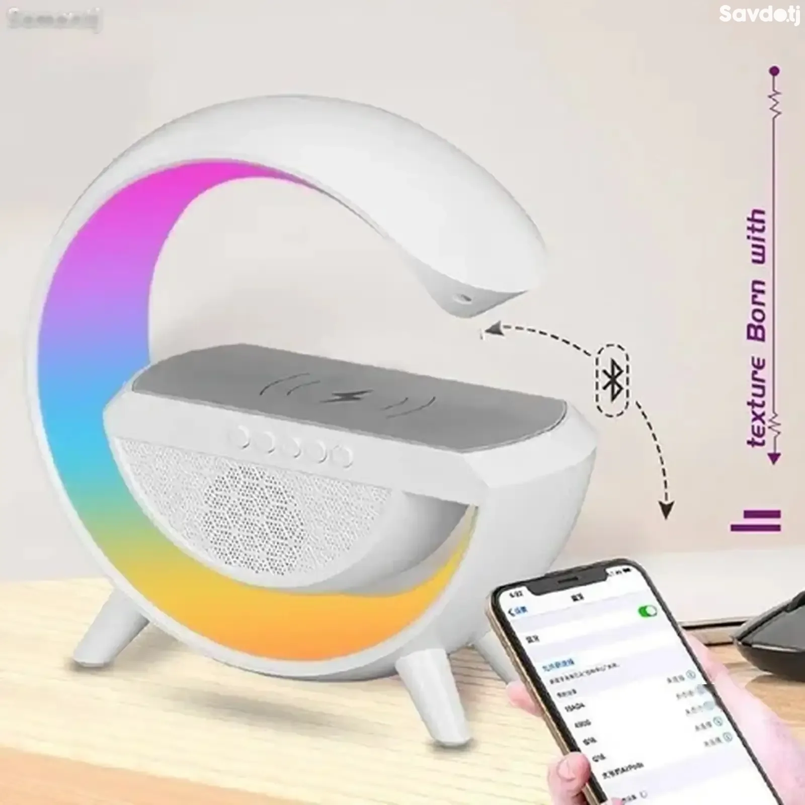 Настольная колонка Led Wireless charger speaker HM-