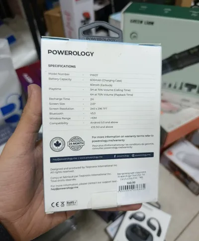 Беспроводные наушники Powerology Open-Ear Air Conduction ENC TWS