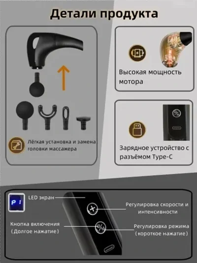 Перкуссионный массажер для тела и мышц