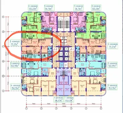 2-комн. квартира, 19 этаж, 92 м², Сино, 82 Towers