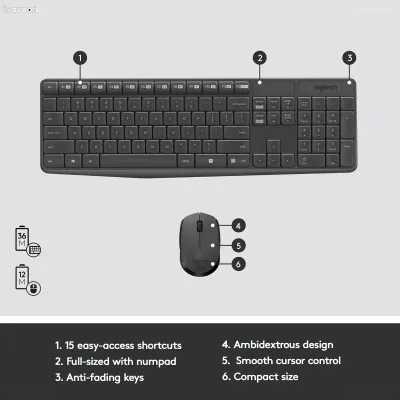 Комплект Logitech MK235 беспроводная клавиатура и мышь Black