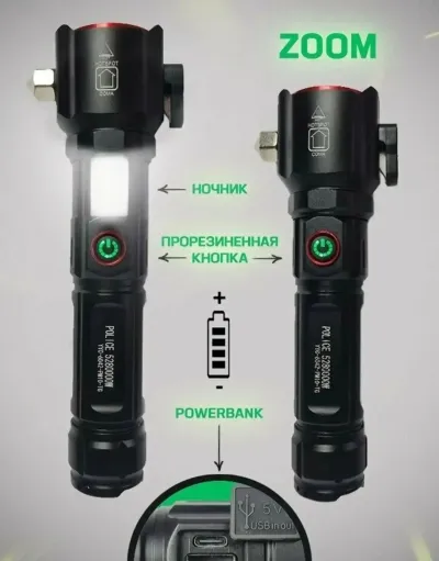 Многофункциональный светодиодный фонарик с USB-зарядкой
