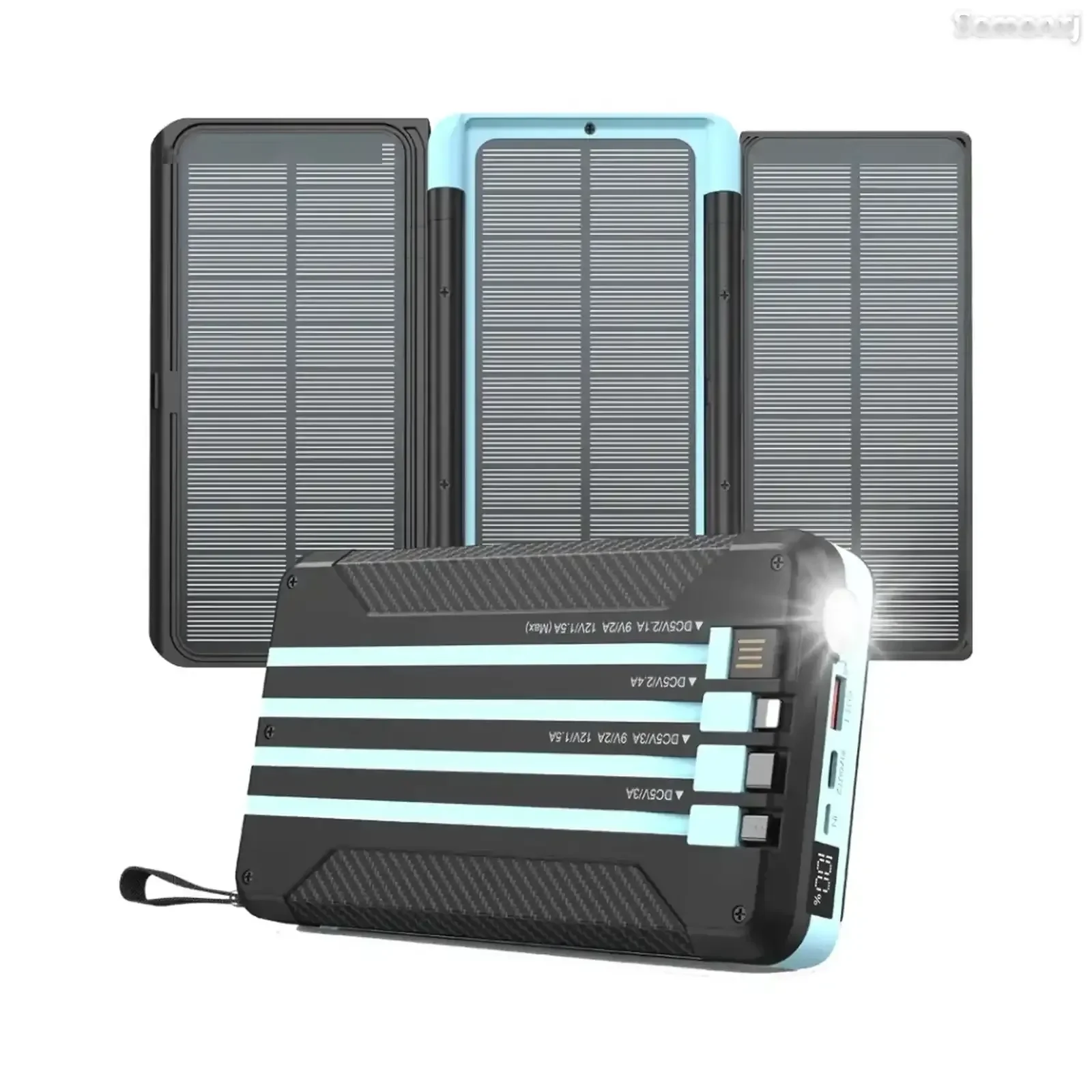 Солнечный Повербанк с кабелями и фонариком Powerology PP070 16000mAh