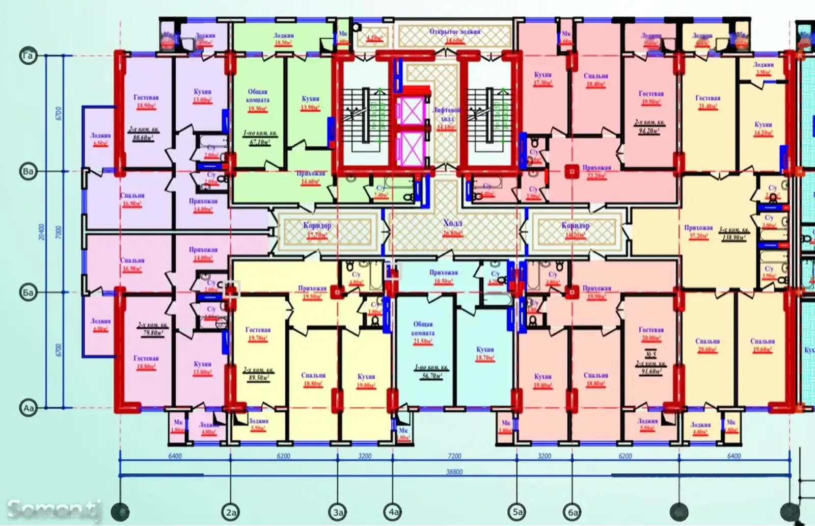 2-комн. квартира, 6 этаж, 90 м², Овир, Себистон