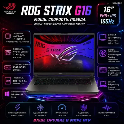 Игровой ноутбук ASUS ROG Strix G16 G615JMR Core i7 16ГБ 1ТБ SSD RTX 5060 165Hz