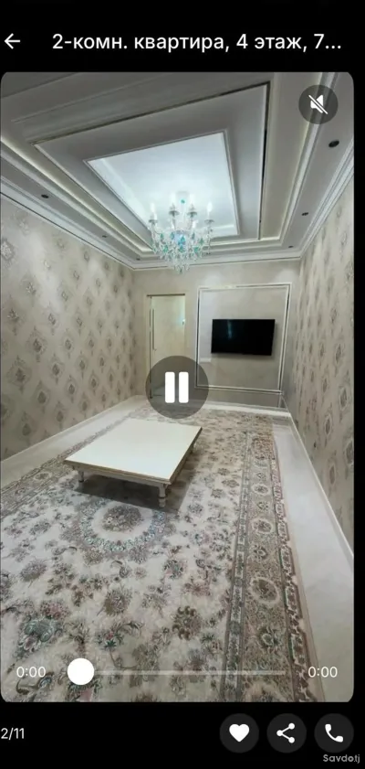 2-комн. квартира, 4 этаж, 75м², Сомони