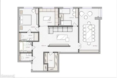 3-комн. квартира, 12 этаж, 133 м², Исмоили Сомони