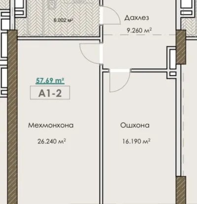 1-комн. квартира, 12 этаж, 58 м², Шохмансур, Мост Аэропорт, Ок Бар