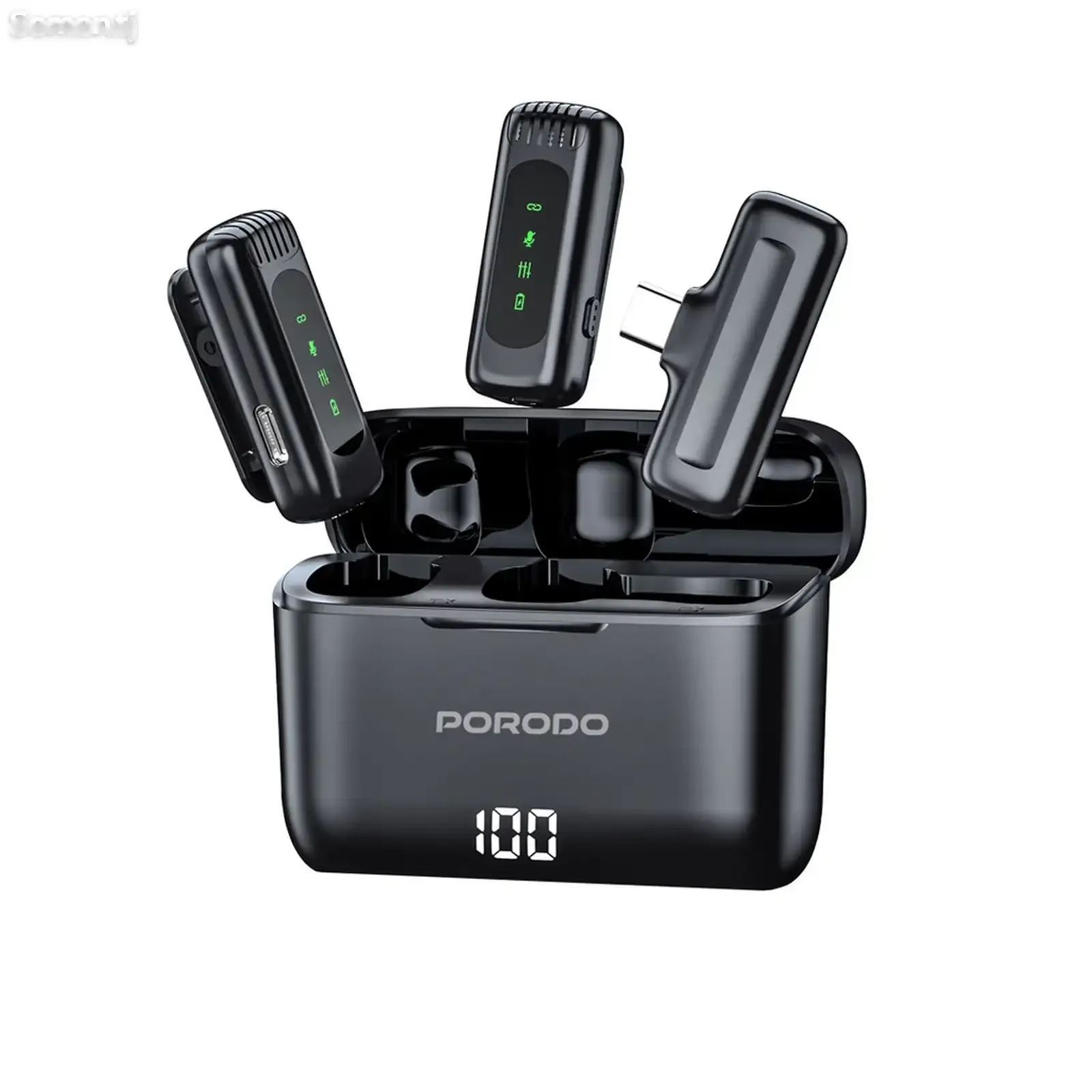Микрофон петличка Porodo Wirless Collar Double Microphone with Charging Case and
