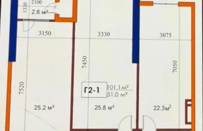 2-комн. квартира, 11 этаж, 101 м², Шохмансур