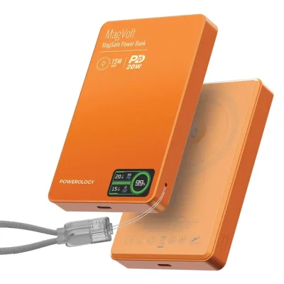 Повербанк Powerology MagVolt 10000mAh Magnetic Power Bank, оранжевый