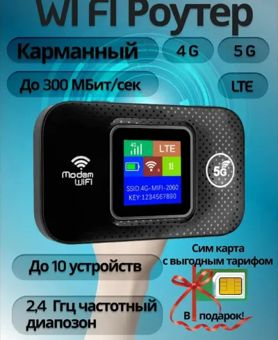 Роутер модем Wi-Fi 4g 5g с сим картой