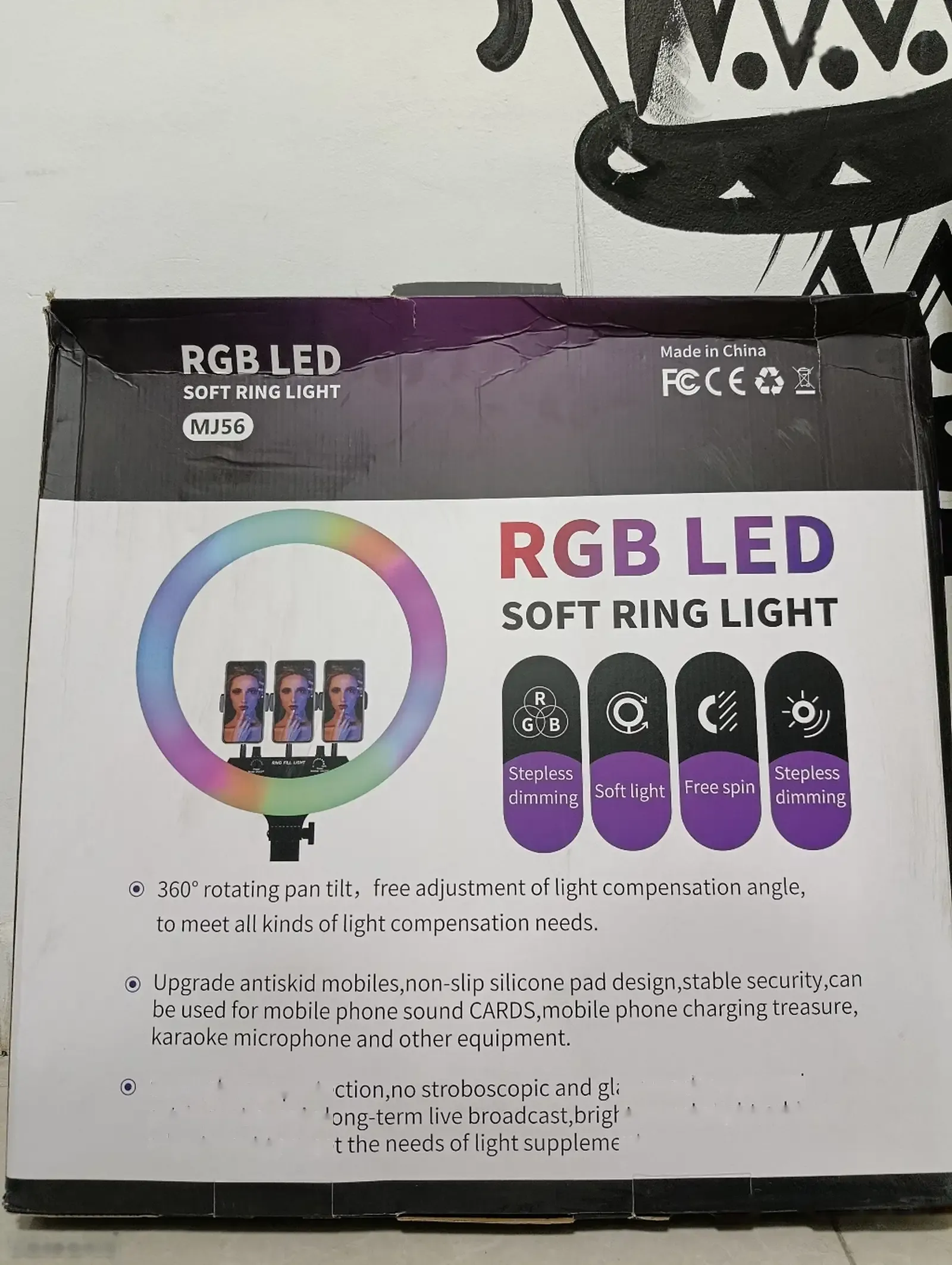 Кольцевая цветная лампа RGB MJ56 см